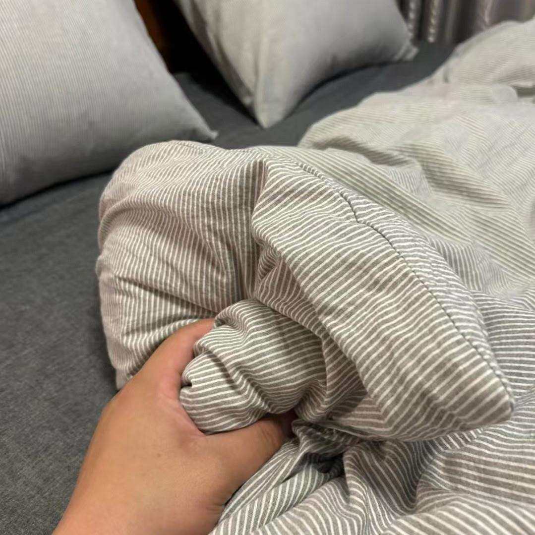 纯棉A类色织水洗棉被套床单简约纯色四件套宿舍单双人三件套