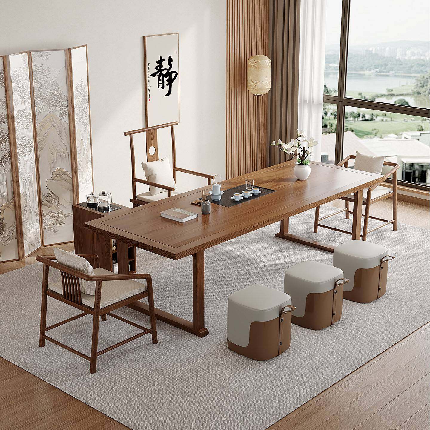 实木茶桌椅组合新中式家用大板茶台茶盘一体办公室禅意泡茶喝茶桌,住宅家具,家用茶台/茶桌,淘宝优惠券,粉丝福利购,淘宝优惠卷