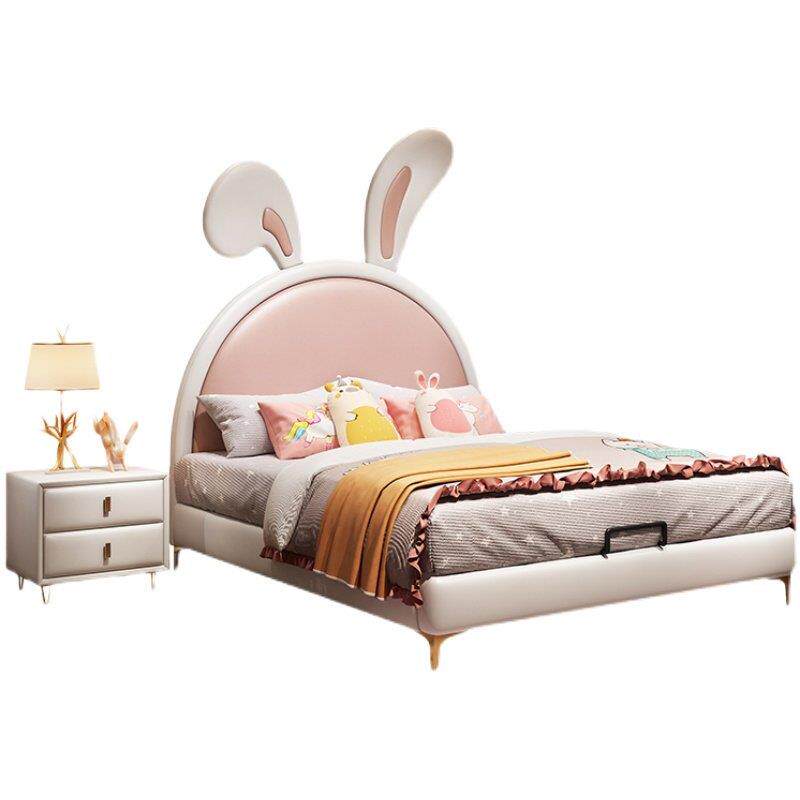 菁棠柯悬浮儿童床女孩粉色公主床真皮床现代简约大耳朵追光兔子床