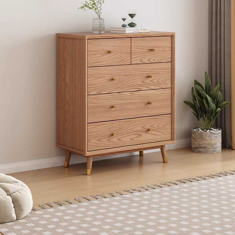 实木斗柜白蜡木卧室床尾柜大容量简约收纳柜客厅靠墙抽屉柜六斗柜