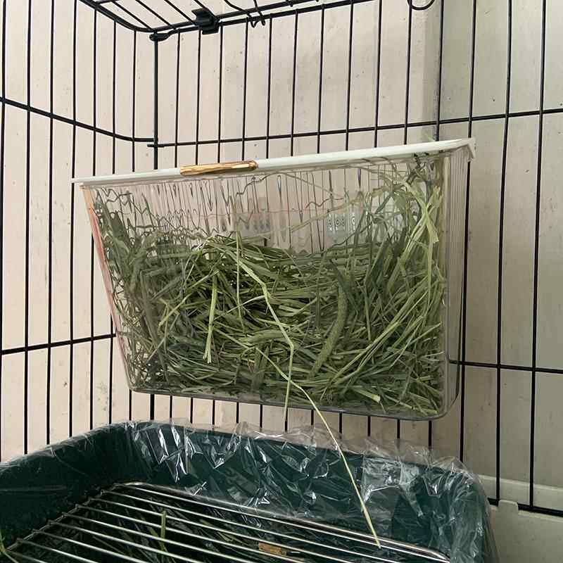 兔子家新款透明大容量草架横置食盒带盖防扒草防浪费可悬挂亚克力