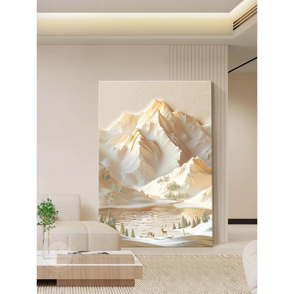 奶油风客厅山水挂画高档大气沙发背景墙大幅落地画新款玄关装饰画,家居饰品,现代装饰画,淘宝优惠券,粉丝福利购,淘宝优惠卷