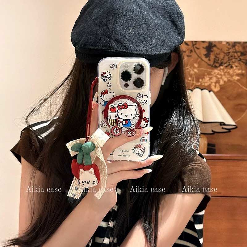 磁吸支架适用oppoA3/reno10/4se手机壳findx7/5pro日韩可爱骑车kt