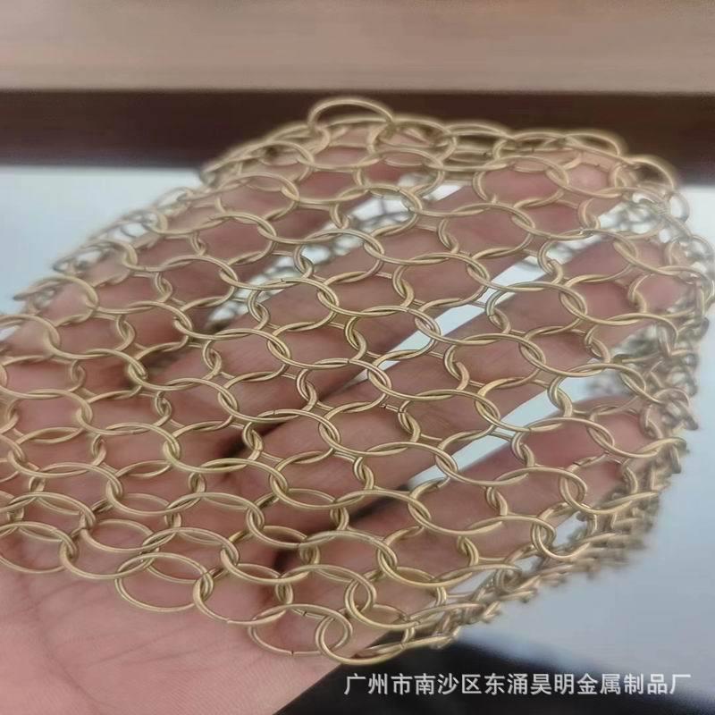 环形金属网帘圆环型装饰屏风隔断网垂帘古铜色金属装饰网