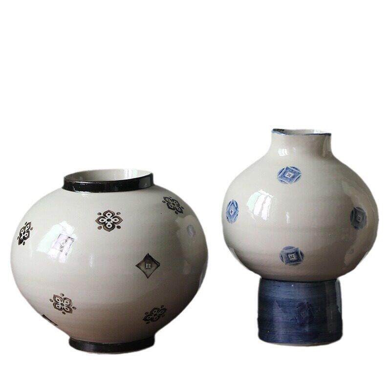国潮风新中式青花瓷创意陶瓷花现简约水培花器室内装饰摆件