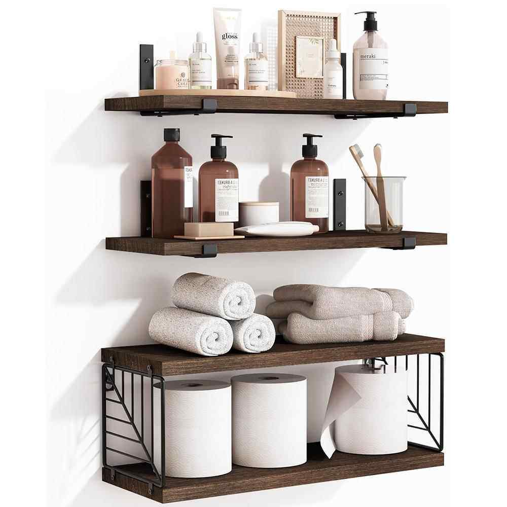 墙上置物架壁挂式毛巾架木质浴室收纳架客厅墙上置物架挂壁式