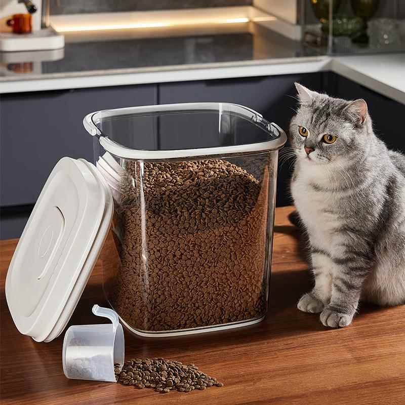 猫粮储存桶塑料狗粮密封桶猫咪宠物储粮按压桶家用装粮食盒子图片
