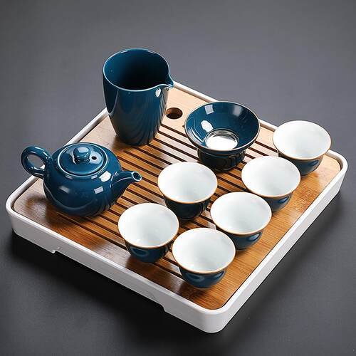 正品功茶具陶瓷家用套套装简约公室会客小茶杯泡夫茶壶盖碗茶办道