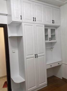ft屋体实木CE家推拉门简约衣柜书桌一到顶全卧室整体橡木具转角柜