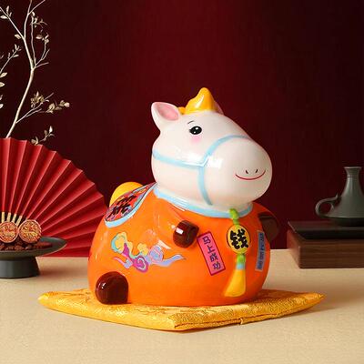 马年陶瓷意摆件摆新式马上有钱储钱罐中客厅创LRG电视柜玄关办公