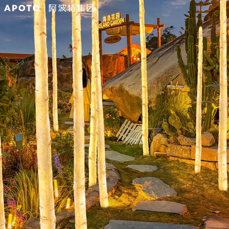 景区白桦树树仿真透光创意led红树造景发光露营地装饰灯脂户外网