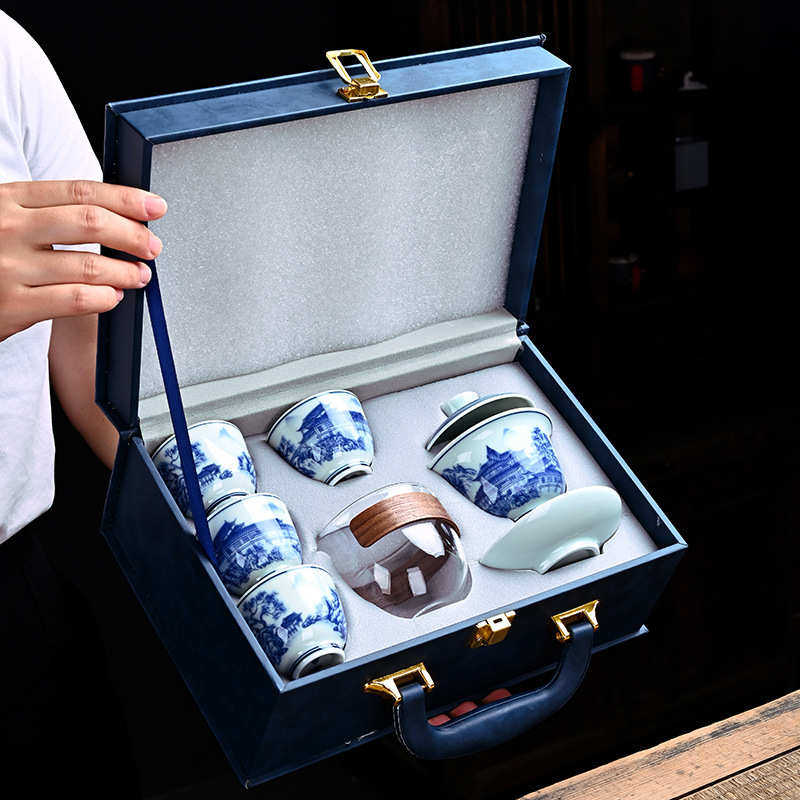 商务礼品功夫茶具套装复古青花釉下彩便携式陶瓷活动随手礼品LOGO,餐饮具,旅行茶具,淘宝优惠券,粉丝福利购,淘宝优惠卷