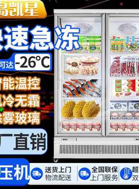立式低温冷藏冷冻柜商用冰箱三门风冷双开门速冻肉类品双温展示柜