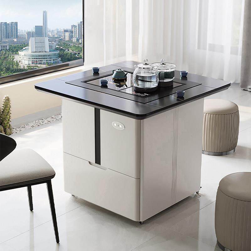 阳台茶桌椅组合多功能岩板功夫泡茶家用小户型升降方形可移动茶台
