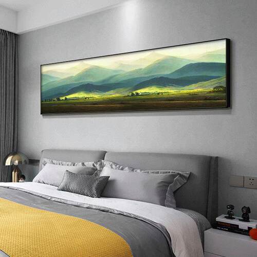新款直销巨人山客厅装饰画轻奢油画风沙发背景墙壁画现代简约田园