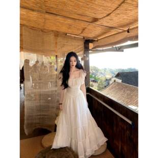 夏季 裙摆 掐腰显瘦露背度假连衣裙女长裙 海蒂 一颗甜桃yikett