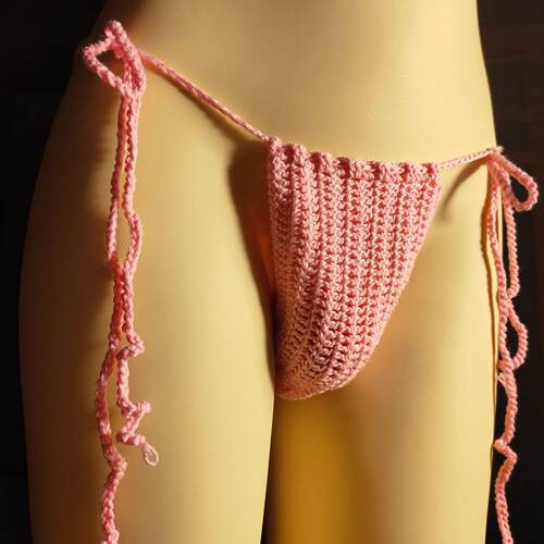 Men's breathable underwear, handmade crochet sunbathing