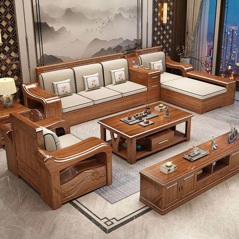 冬夏两用金丝胡桃木实木沙发全实木客厅科技布组合套装2026年新款