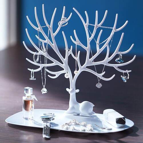 Key and Branch Storage Hall Deer Antler Hook Shelf, No-Drill