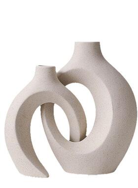 欧简约白色花瓶ins风创轻意花器插花件简北4楼约高摆级感欧式奢