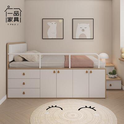 定制半高床高箱体储物收纳床小户型榻榻米儿童床1.2米5踏步抽屉床