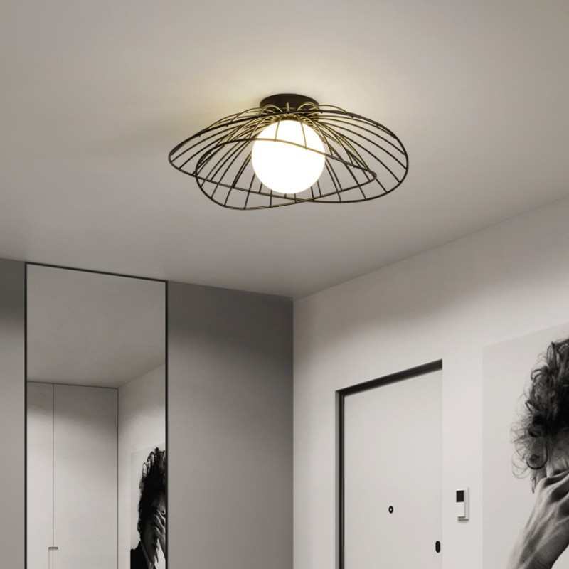 简约现代北欧个性草帽子过道灯 阳台走廊过道灯玄关楼道LED吸顶灯