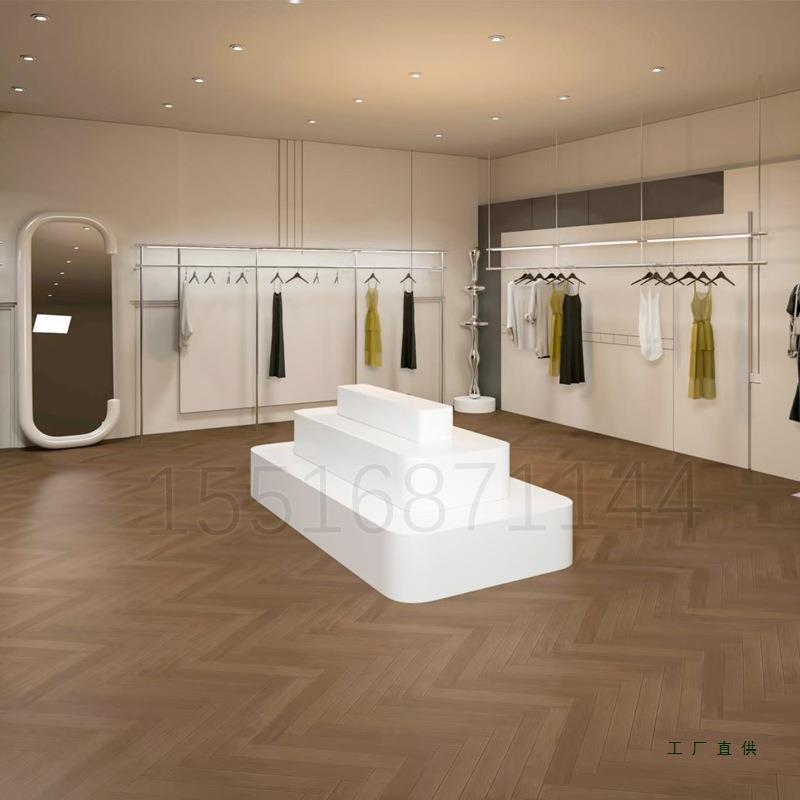 服装店中岛展示台直播间用轻奢货柜展示柜厂家定 制木板烤漆免安