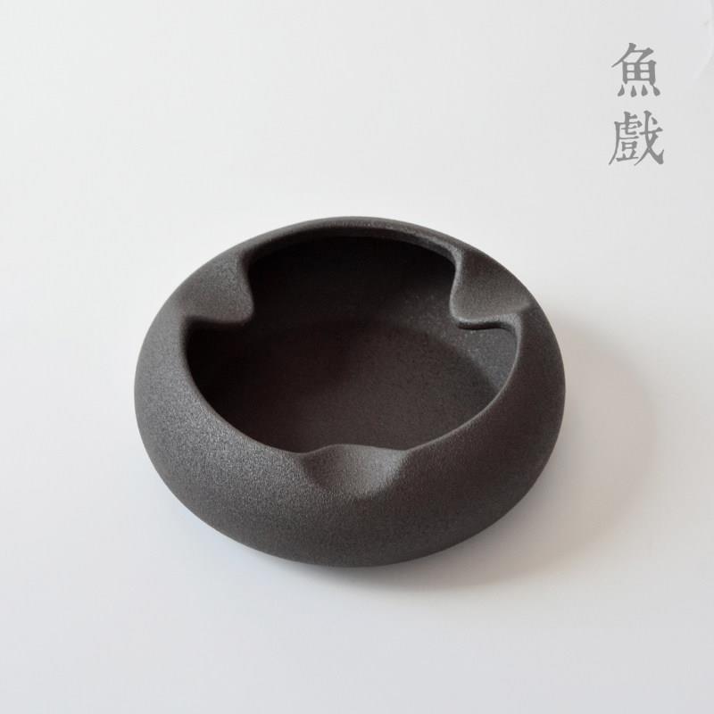 鱼ADB戏 缸创意现粗陶瓷烟灰办公室茶几厅大客号个性复古欧式简代