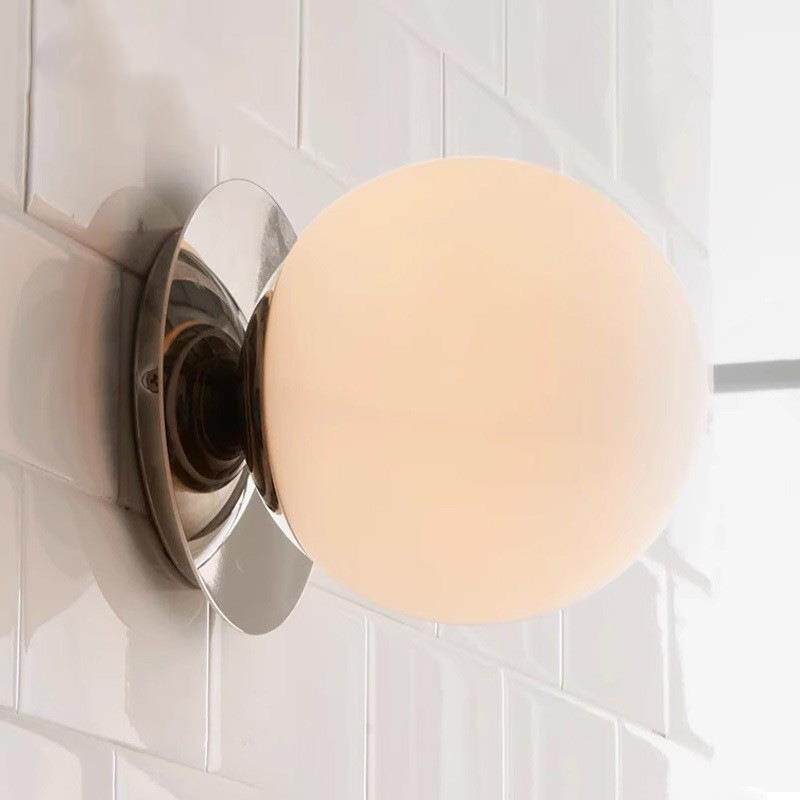 不锈钢壁灯圆球玻璃灯中古包豪斯创意高档简约银色浴室镜前卧室灯