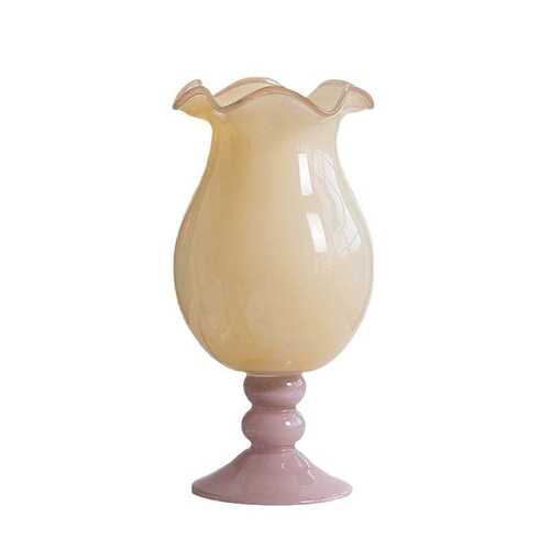 复古风玻璃花瓶中古芬顿法式铃兰手工高脚花器摆件插花器装饰家居