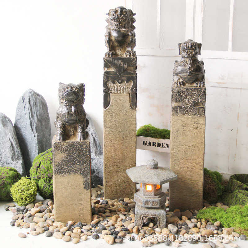 仿真石头立柱子玻璃钢造景摆件复古做旧神兽中式户外阳台庭院装饰,家居饰品,户外/庭院摆件,淘宝优惠券,粉丝福利购,淘宝优惠卷