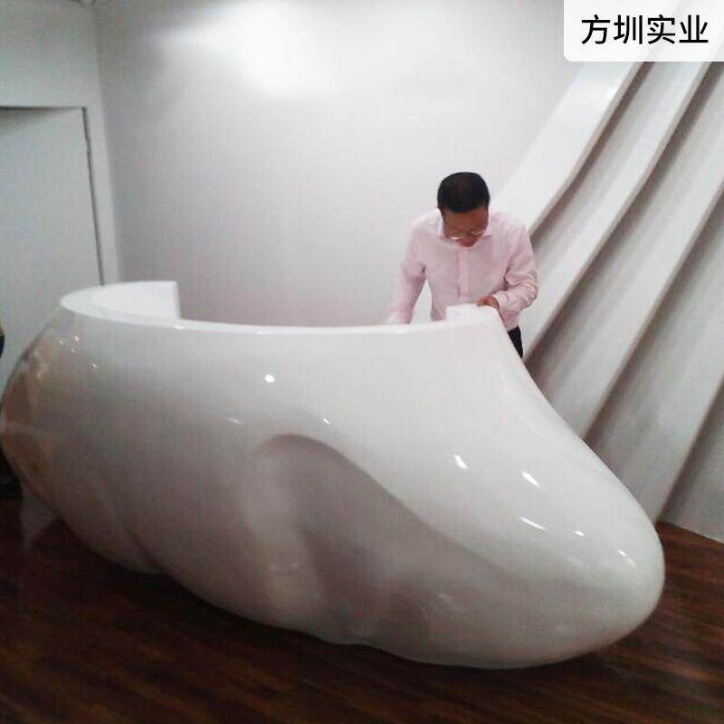 玻璃钢异形前台创意公司弧形接待台服务台玻璃纤维树脂收银台