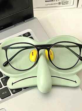 章鱼哥眼镜架首饰盒收纳盘置物摆件创意可爱办公室桌面装饰品卡通