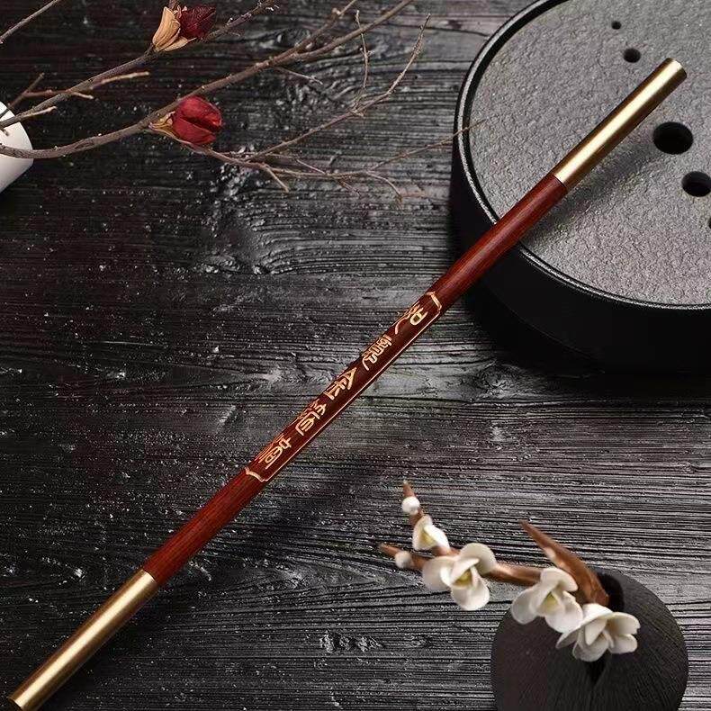 紫檀木金箍棒迷你金箍棒木质雕刻武术棒工艺摆件饰品
