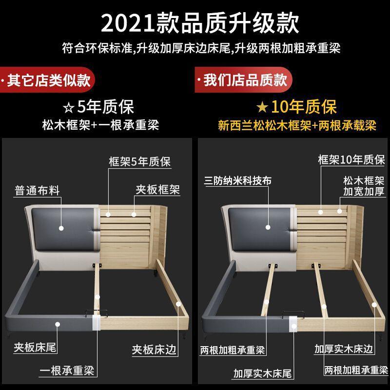 科技布床现代简约布艺床1.8米主卧双人床1.5米小户型婚床工厂直销