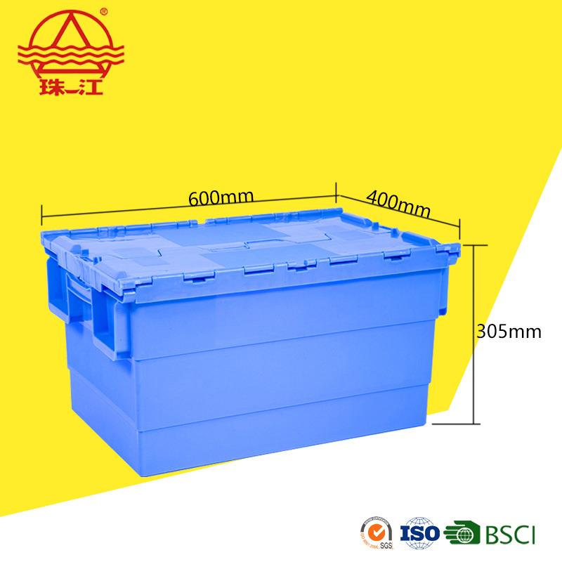 物流运输周转6040-305斜插塑料箱可套叠省空间抗摔耐防盗珠江品质