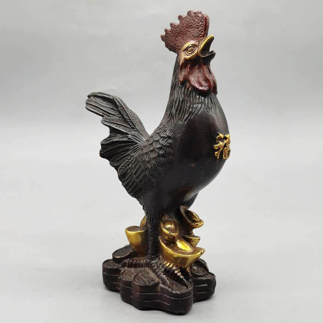 鎏金纯铜公鸡摆件生肖金钱鸡家居装饰铜鸡金属工艺品