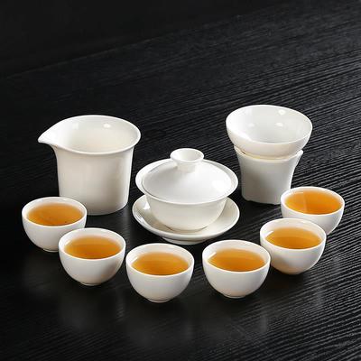 正品碗化白瓷套装家用办公泡茶陶瓷盖功夫茶具整套简约现室代德茶