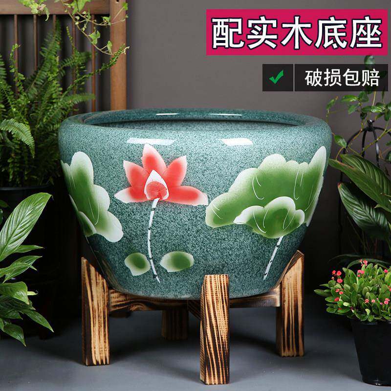 景德镇陶瓷鱼缸荷花缸造景古法风水盆阳台庭院大碗莲缸餐厅甲鱼缸