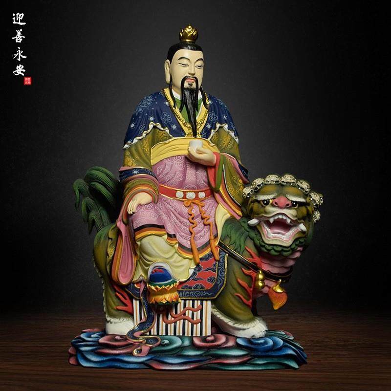 直销太乙真人神像手工木雕彩绘太乙救古天尊樟木家居供奉摆件