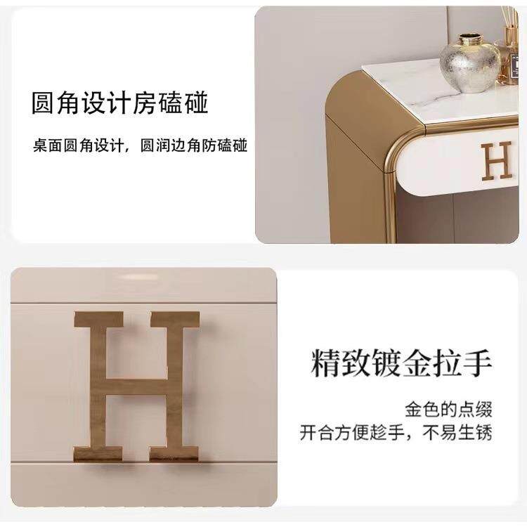 意式极简翻盖梳妆台收纳柜一体轻奢实木奢华化妆台现代卧室化妆桌