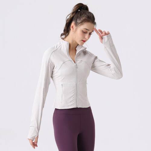 Yoga jacket women's short zipper cardigan stand up collar