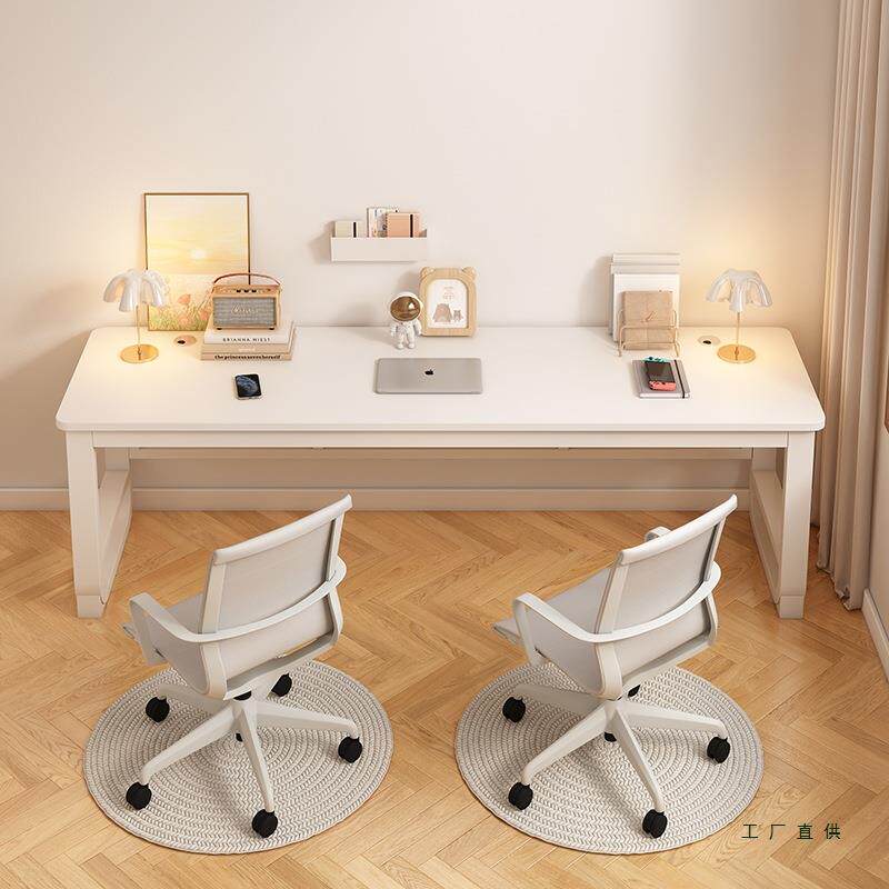 实木家用卧室书桌一体小户型学生写字桌双人简易台式机电竞电脑桌