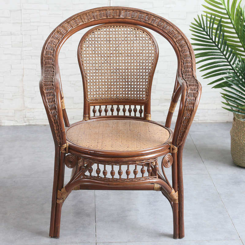 藤椅单人阳台桌椅三件套茶几组合滕椅真藤靠背椅简约休闲小腾椅子