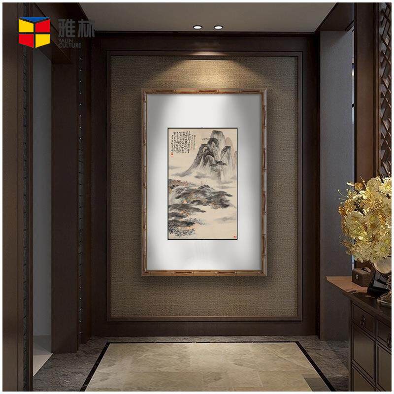 名家字画张大千仿石涛山水图艺术微喷字画公室玄关装饰画芯现货