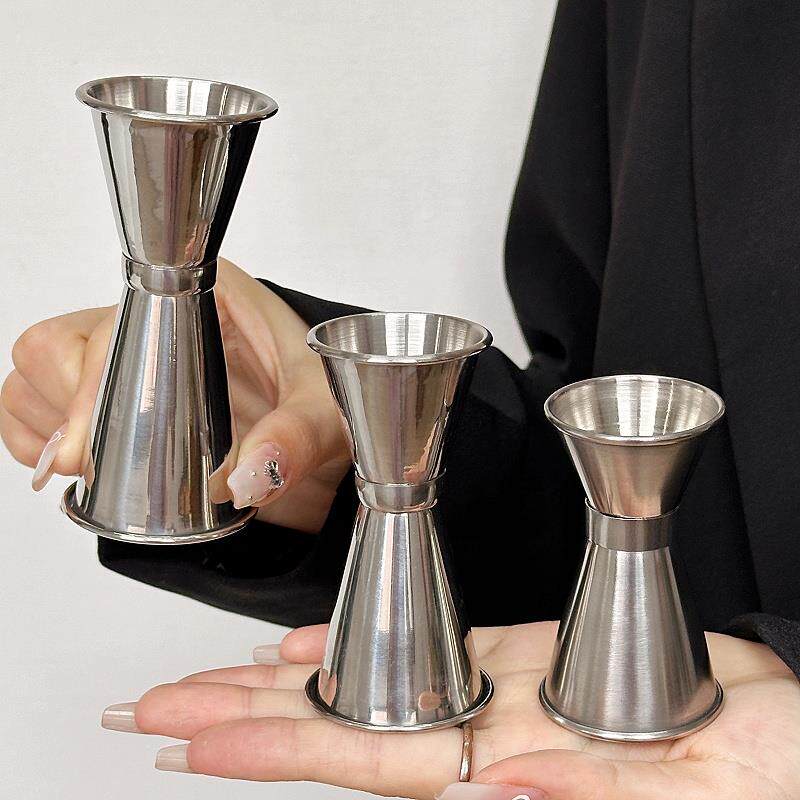 卷边不锈钢双头量酒器酒吧酒具量酒器调酒量杯盎司杯吧台安士量杯
