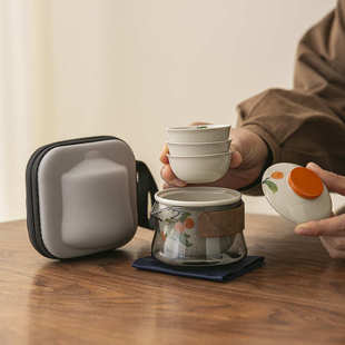 一壶logo泡茶茶具印旅行壶套装 陶瓷户外三杯 客杯礼品露营快便携式