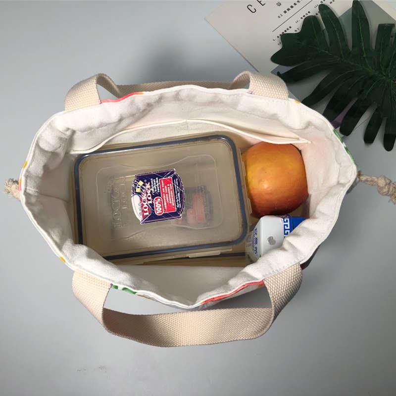 日式可爱便当袋手提包 束口抽绳饭盒袋子 午餐带饭包包手提便当包