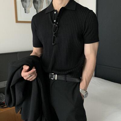 Men Slim Thermal Muscle Polo Shirts Sleeve Stretch Dry