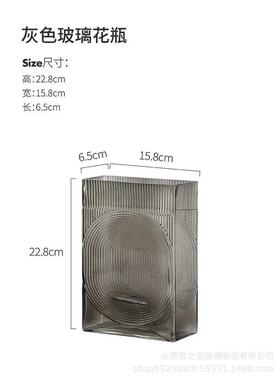 桌面创意花瓶摆件台面吹指纹玻璃方形花瓶制人工